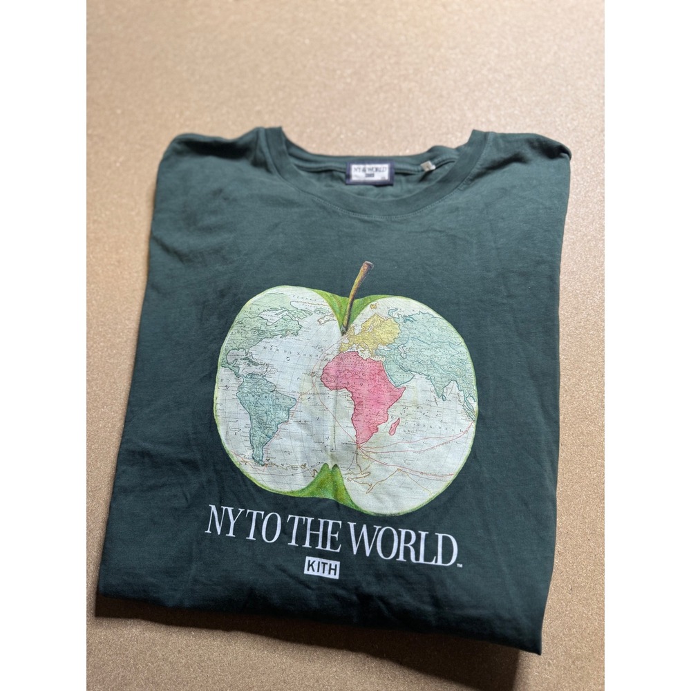 KITH NY to the World Apple Map Graphic T-Shirt - Men's XXL Green